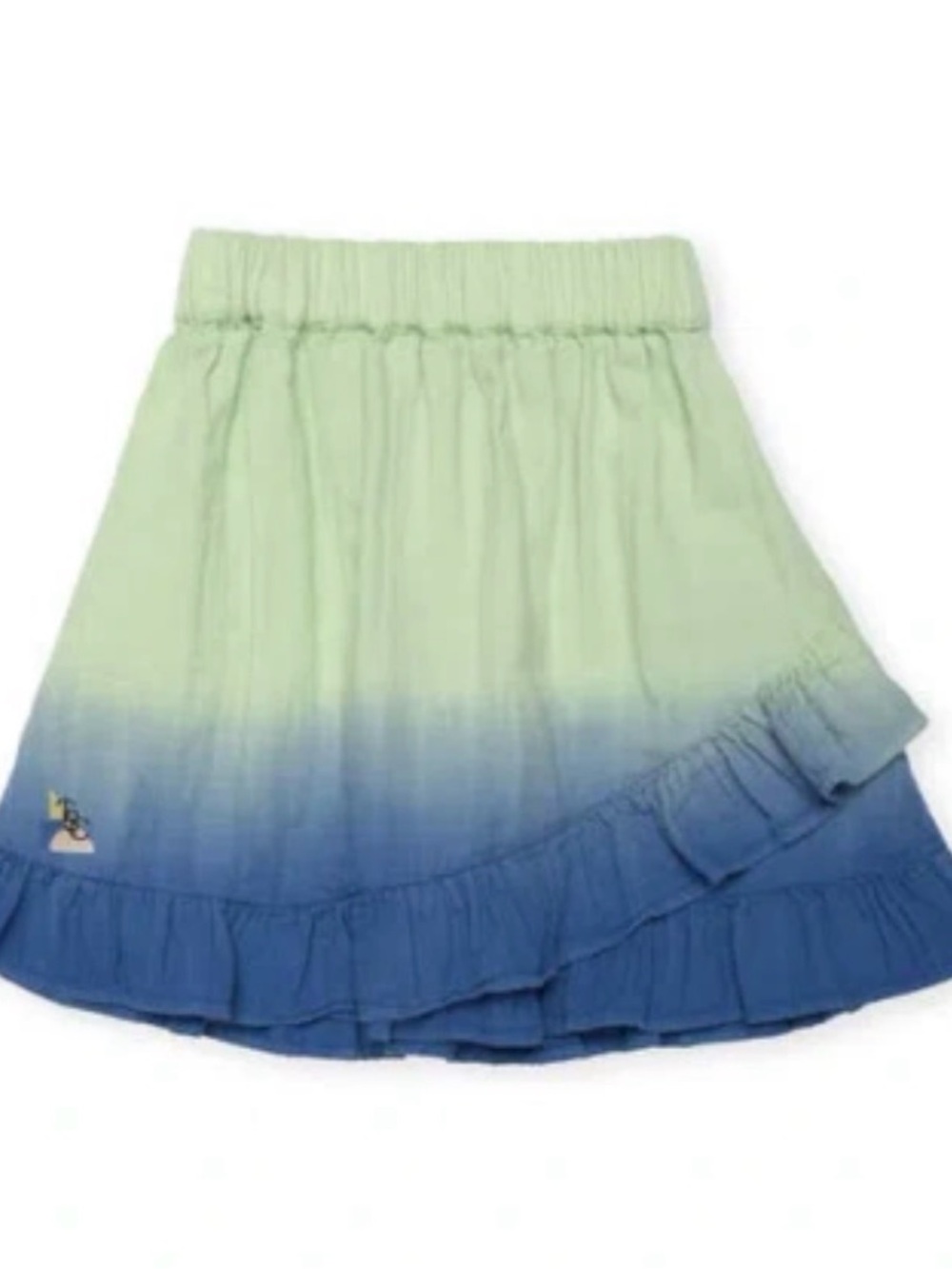 The Sunday Collective Kids' Sunday Ombré Cotton Crossover Skirt In Open Green 8Y